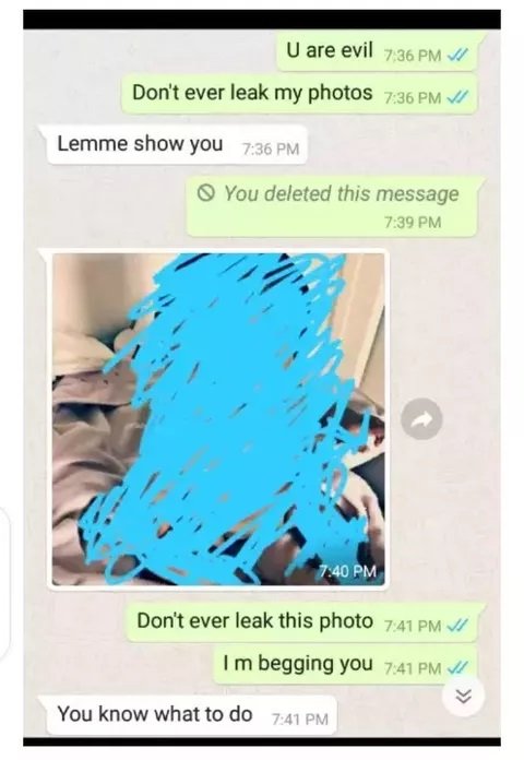 Don’t Ever Leak This Photo’ – Girl Begs Ex-Boyfriend In A WhatsApp Chat (PHOTOS)