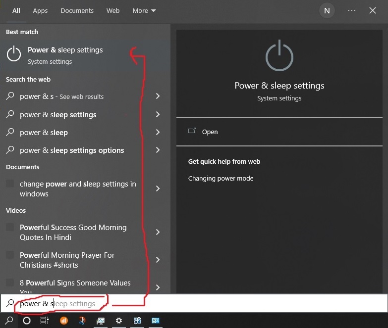 change power and sleep settings in windows